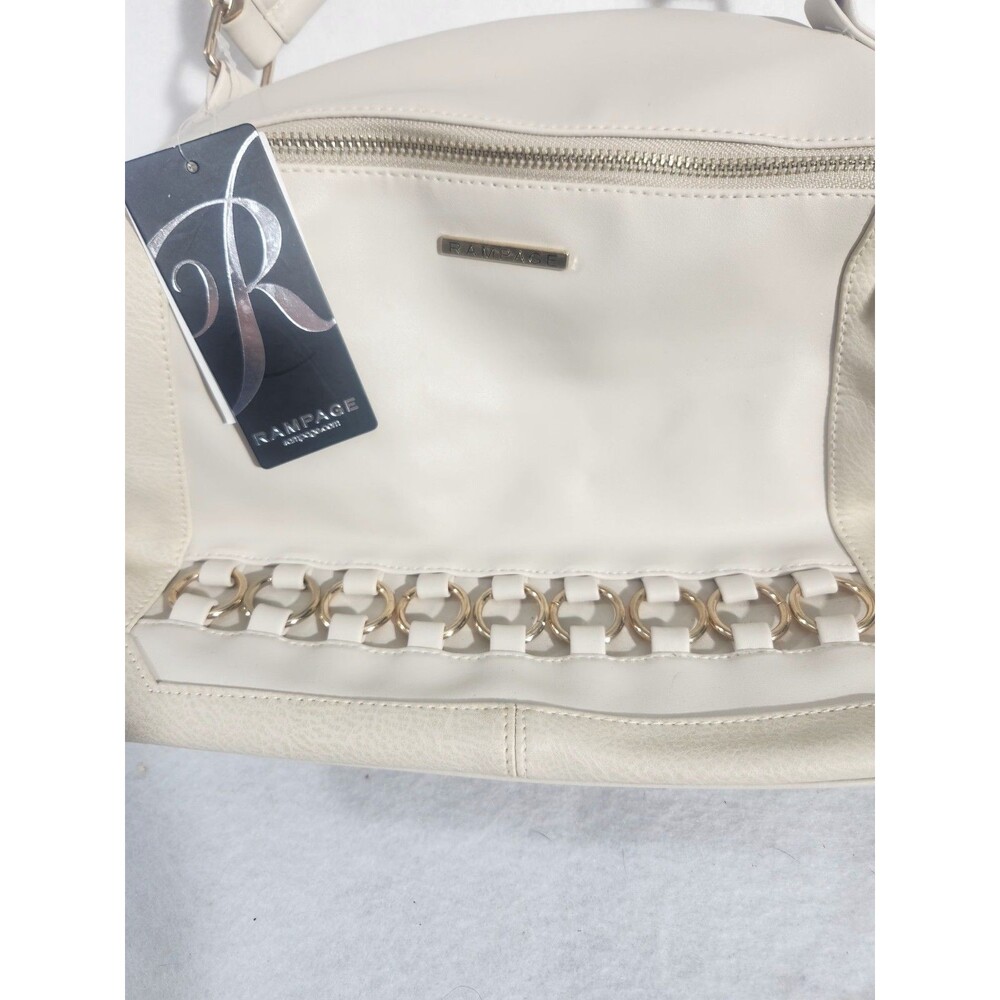 Rampage Off White Medium Size Handbag With Gold Accents Purse Shoulder Bag NWT